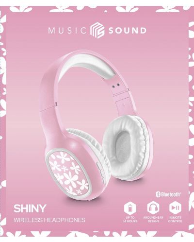 Ασύρματα ακουστικά Cellularline - MS Basic Shiny Flowers, ροζ - 3
